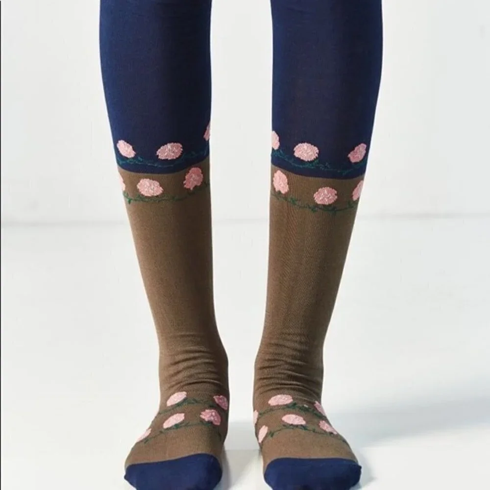 Out From Under Flower Colorblock Knee Socks